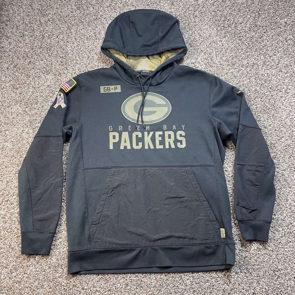 Nike Green Bay Packers Salute to Service Men's Large Hoodie Black NFL Dri-FIT
